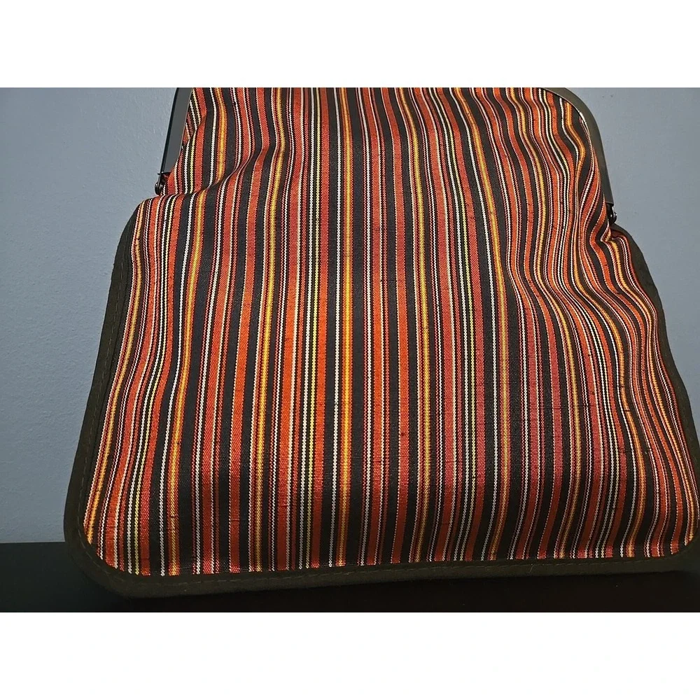 JAPANESE KIMONO VINTAGE CLASP COIN CASE  POUCH TSUMUGI  WOVEN STRIPE KISS‎ LOCK